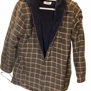 Fleece Lined Flannel Hooded Shirt Jacket